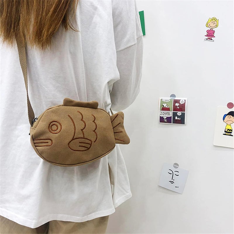 BXCNCKD Cute cartoon fish canvas messenger bag embroidered girl messenger bag - Image 5